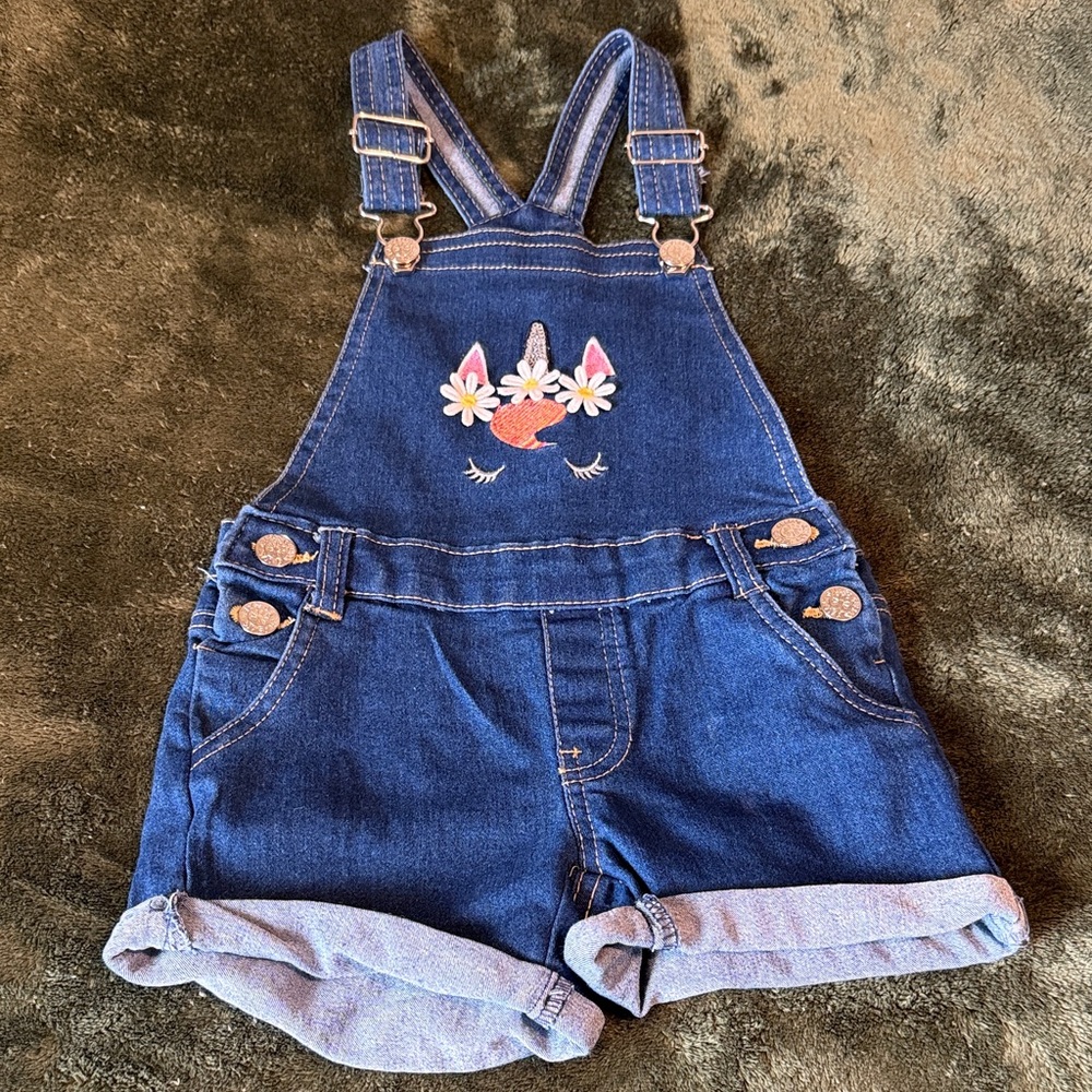 Adorable Kids Denim Overalls with Bunny Embroidery